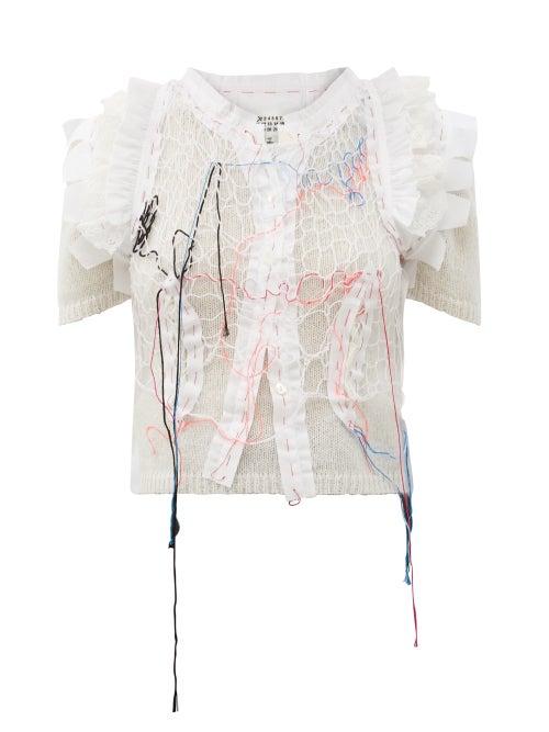 Matchesfashion.com Maison Margiela - Sweater And Blouse-hybrid Top - Womens - Cream