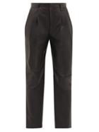 Matchesfashion.com Redvalentino - High-rise Leather Trousers - Womens - Black