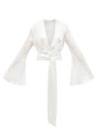 Matchesfashion.com Galvan - Corolle Tie-front Crinkled-crepe Blouse - Womens - White