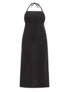 Ladies Beachwear Belize - Aida Halterneck Linen Dress - Womens - Black