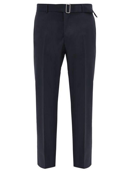 Matchesfashion.com Officine Gnrale - Paul Belted Wool-fresco Trousers - Mens - Navy