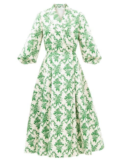 Matchesfashion.com Emilia Wickstead - Goldie Floral-print Faille Blazer Dress - Womens - Green White