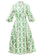 Matchesfashion.com Emilia Wickstead - Goldie Floral-print Faille Blazer Dress - Womens - Green White