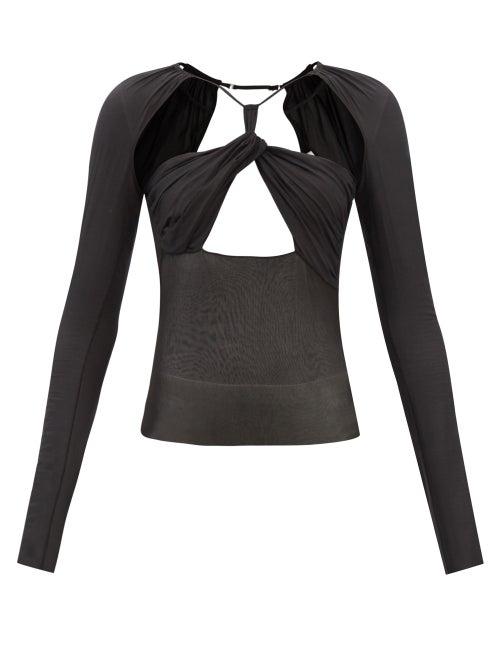 Nensi Dojaka - Cutout Long-sleeve Jersey Top - Womens - Black