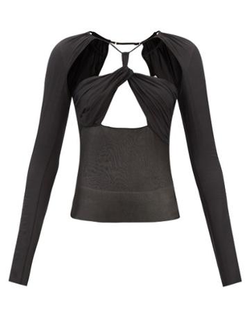 Nensi Dojaka - Cutout Long-sleeve Jersey Top - Womens - Black