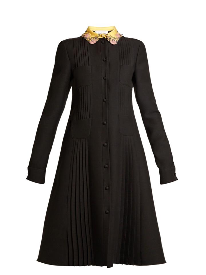 Valentino Embellished-collar Four-pocket Crepe Dress