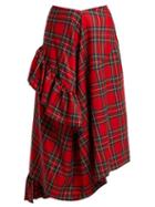 Matchesfashion.com Preen By Thornton Bregazzi - Morgan Tartan Wool Midi Skirt - Womens - Red Multi