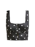 Matchesfashion.com Araks - Tilly Polka Dot Cropped Organic Linen Top - Womens - Black Multi