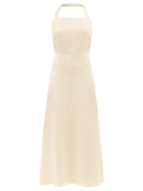 Albus Lumen - Plasido Halterneck Silk-satin Midi Dress - Womens - Cream