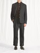 Lemaire - Pleated Twill Suit Trousers - Mens - Dark Grey