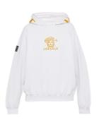 Matchesfashion.com Versace - Medusa Embroidered Cotton Hooded Sweatshirt - Mens - White Gold