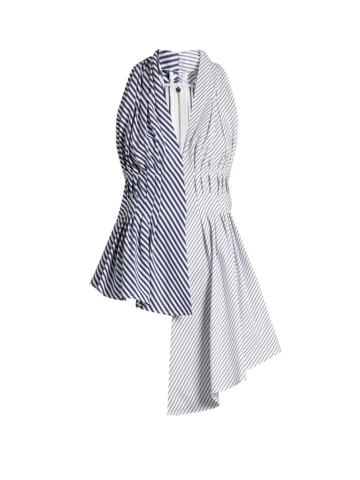 Adam Lippes Striped Asymmetric Halterneck Top