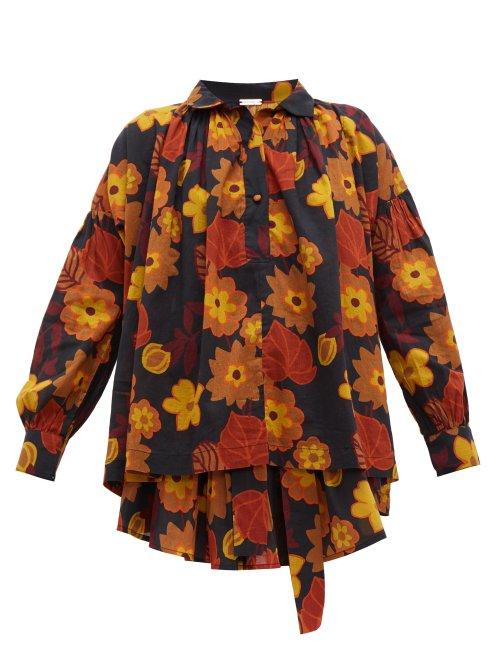 Matchesfashion.com Dodo Bar Or - Vyan Floral Print Cotton Top - Womens - Black Print
