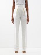 Zaid Affas - Pleated High-rise Wool-blend Trousers - Womens - Cream
