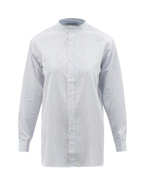 Charvet - Striped Cotton-poplin Pyjama Shirt - Womens - Grey Stripe