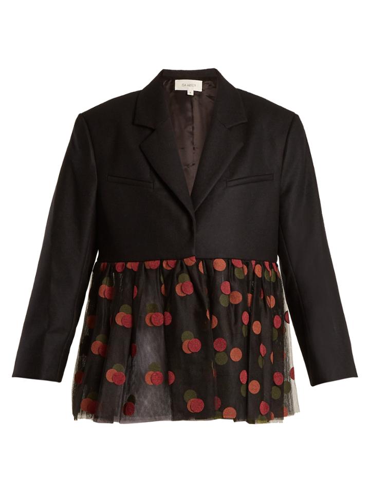 Isa Arfen Tutu Polka-dot Tulle-peplum Jacket