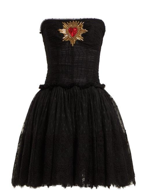 Matchesfashion.com Dolce & Gabbana - Strapless Tulle Mini Dress - Womens - Black