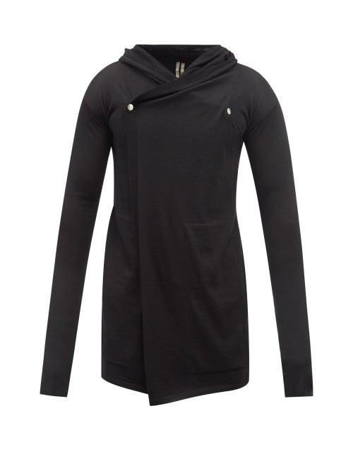 Rick Owens - Wrap-front Virgin-wool Hooded Cardigan - Mens - Black