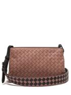 Matchesfashion.com Bottega Veneta - Intrecciato Leather Cross Body Bag - Womens - Dark Pink