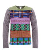 Matchesfashion.com Comme Des Garons Shirt - Patchwork Intarsia Wool Blend Sweater - Mens - Grey Multi