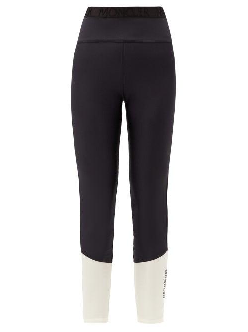 Matchesfashion.com Moncler - Logo-print Two-tone Leggings - Womens - Black White