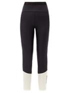 Matchesfashion.com Moncler - Logo-print Two-tone Leggings - Womens - Black White