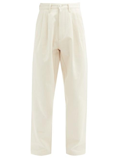 Matchesfashion.com E. Tautz - Reverse-pleated Straight-leg Cotton Chinos - Mens - Cream