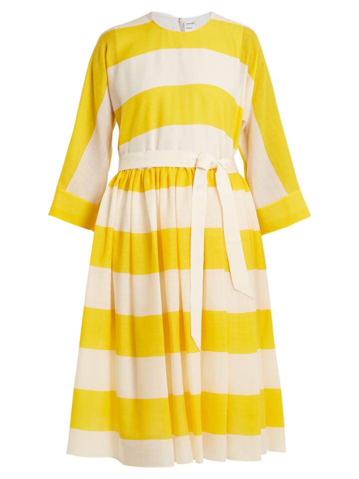 Maison Rabih Kayrouz Etamine Dropped-waist Striped Wool Dress