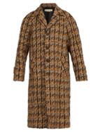 Matchesfashion.com Marni - Houndstooth Wool Blend Tweed Coat - Mens - Brown