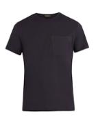 Matchesfashion.com Berluti - Crew Neck Cotton And Leather T Shirt - Mens - Navy