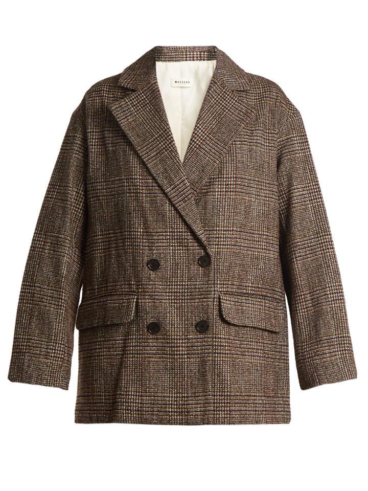 Masscob Double-breasted Checked Cotton-blend Tweed Blazer