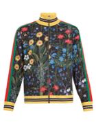 Gucci New Flora-print Web-trimmed Jersey Jacket