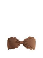 Matchesfashion.com Marysia - Antibes Scallop Edged Bandeau Bikini Top - Womens - Brown