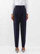 Gucci - Pleated Cashmere-twill Trousers - Womens - Navy