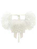 Matchesfashion.com Rodarte - Tulle-sleeve Bow-appliqu Cropped Top - Womens - White