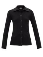 Frame - Point-collar Ribbed Cotton-blend Cardigan - Womens - Black