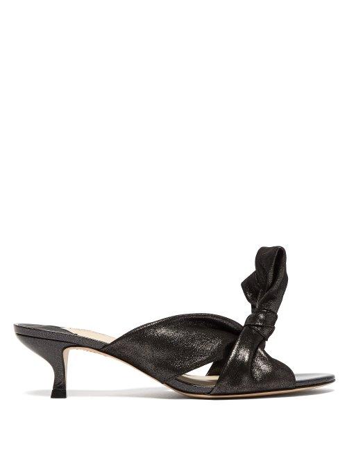 Matchesfashion.com Sophia Webster - Bonnie Shimmering Suede Knotted Mules - Womens - Black