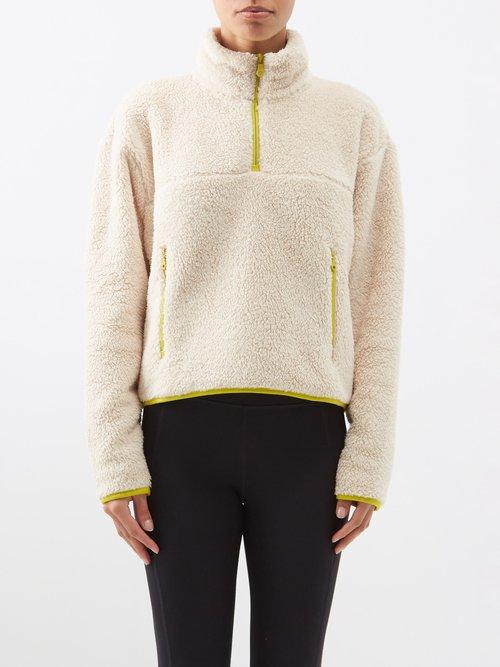 Girlfriend Collective - Half-zip Fleece Sweatshirt - Womens - Ecru