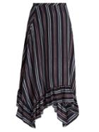Matchesfashion.com See By Chlo - Bias Cut Striped Silk Midi Skirt - Womens - Navy