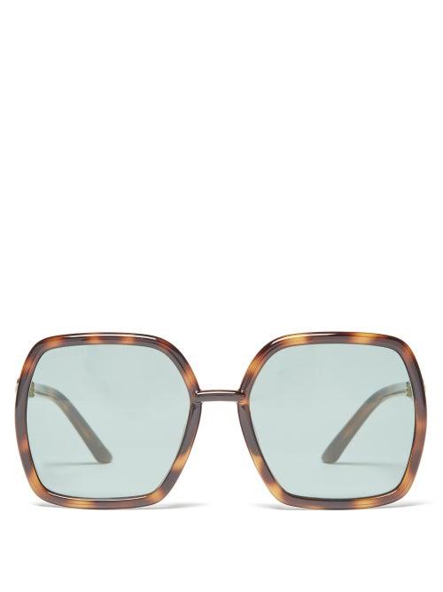 Gucci - Horsebit Square Tortoiseshell-acetate Sunglasses - Womens - Tortoiseshell