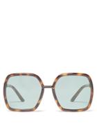 Gucci - Horsebit Square Tortoiseshell-acetate Sunglasses - Womens - Tortoiseshell