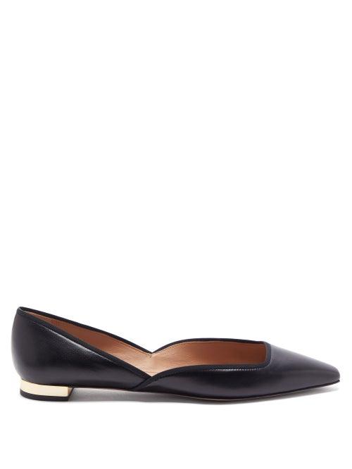 Matchesfashion.com Aquazzura - Maia Leather D'orsay Flats - Womens - Black