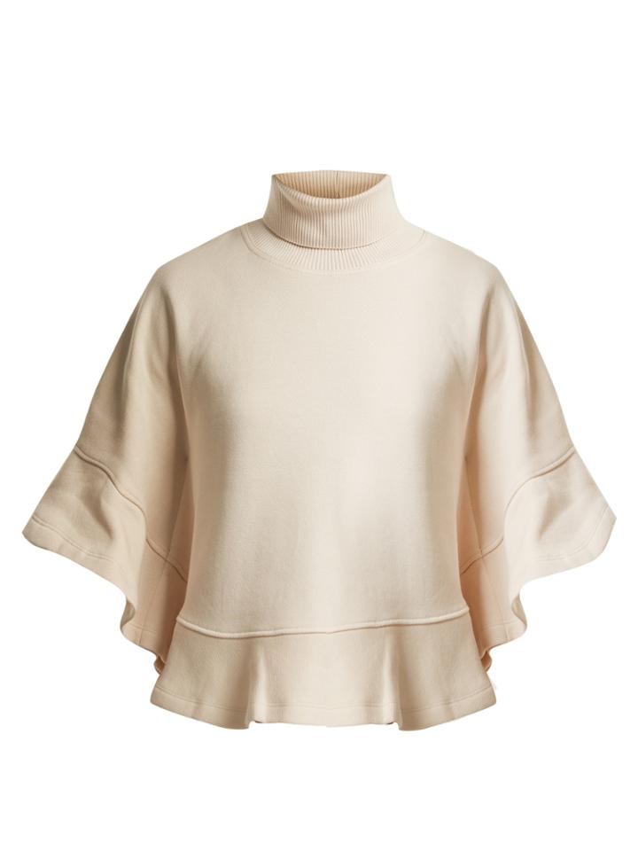 See By Chloé Ruffle-trimmed Roll-neck Cotton Top