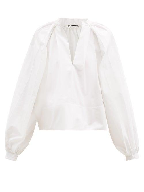 Matchesfashion.com Jil Sander - Balloon-sleeve Cotton-poplin Blouse - Womens - White