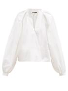 Matchesfashion.com Jil Sander - Balloon-sleeve Cotton-poplin Blouse - Womens - White