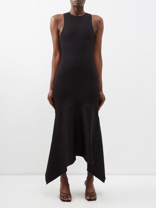 The Row - Olinda Asymmetric-hem Jersey Sleeveless Dress - Womens - Black