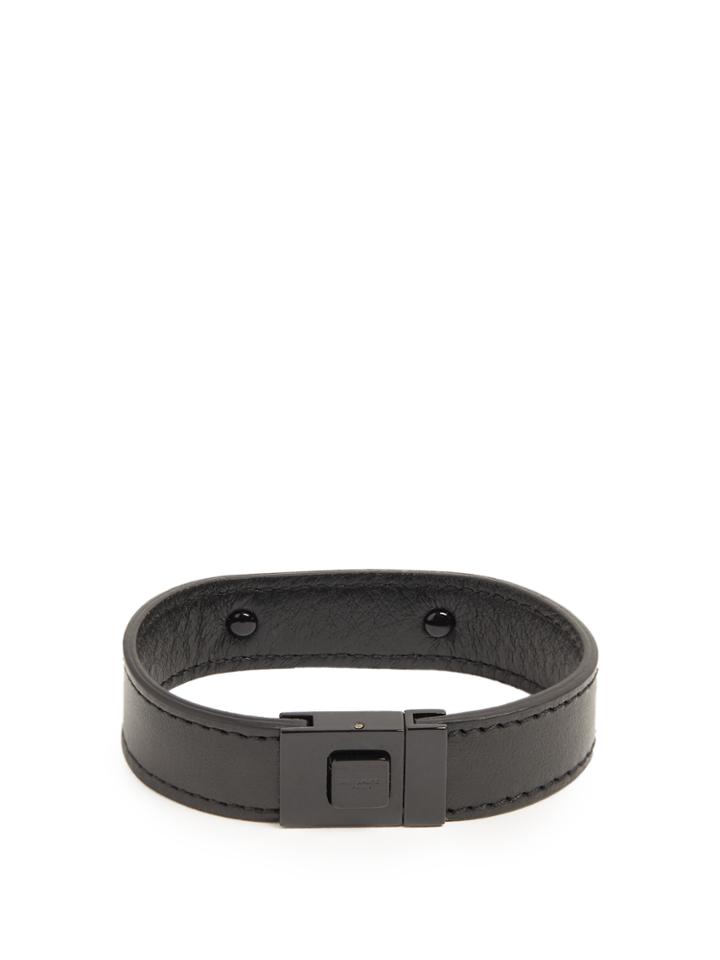 Saint Laurent Logo-engraved Leather Bracelet