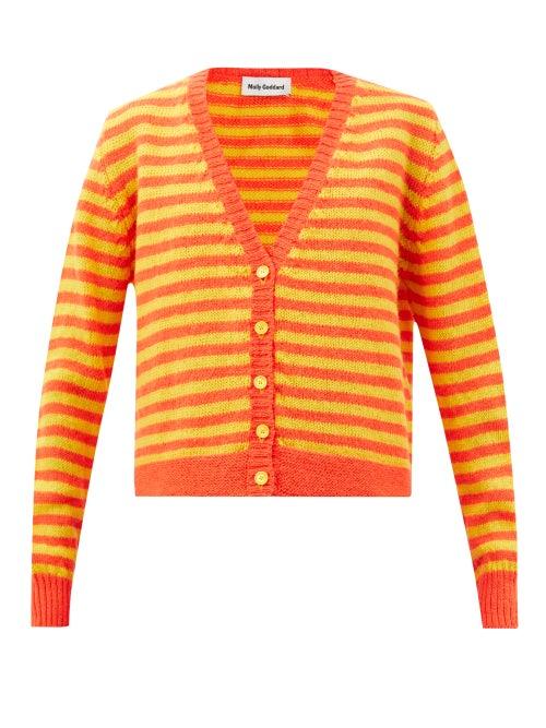 Molly Goddard - Tonya Striped Lambswool Cardigan - Womens - Orange Stripe