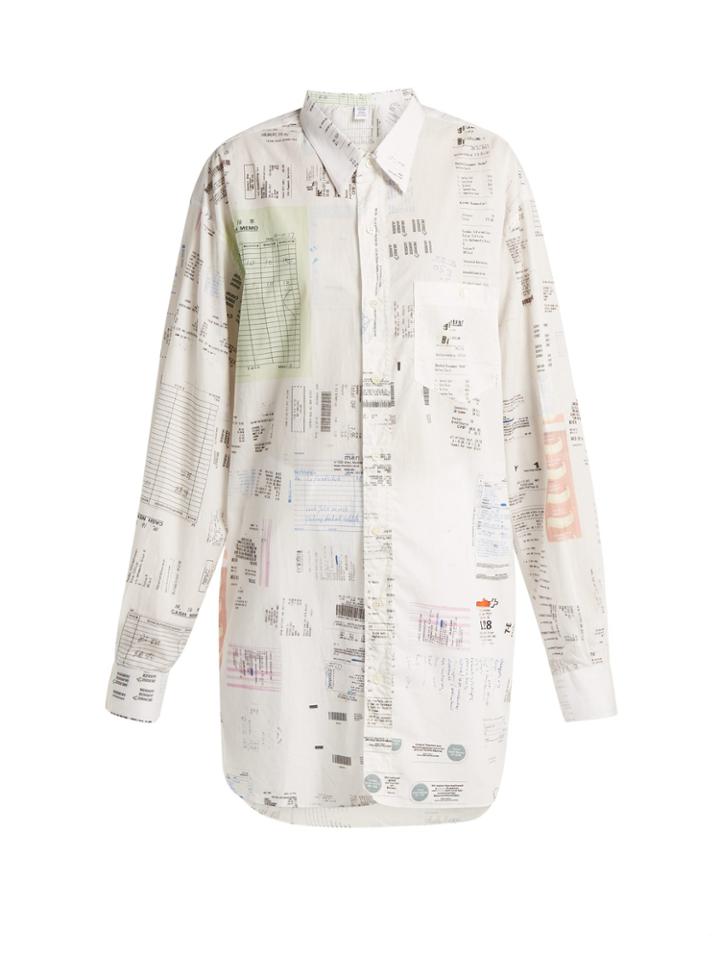 Vetements Oversized Receipt-print Cotton Shirt