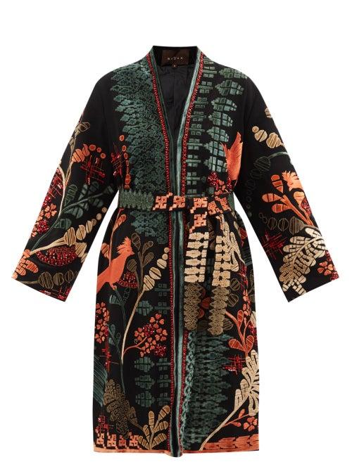 Biyan - Halmahera Embroidered Velvet Coat - Womens - Black Multi